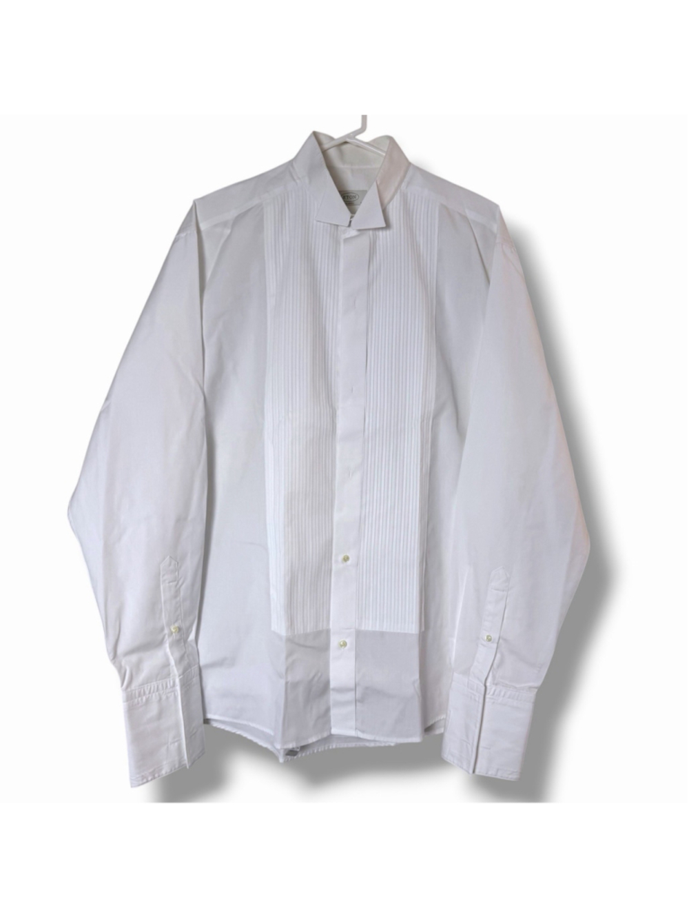 Eton Tuxedo Shirt White Plisse Wingtip Collar French Cuff Cotton 42 16.5 EUC!!
